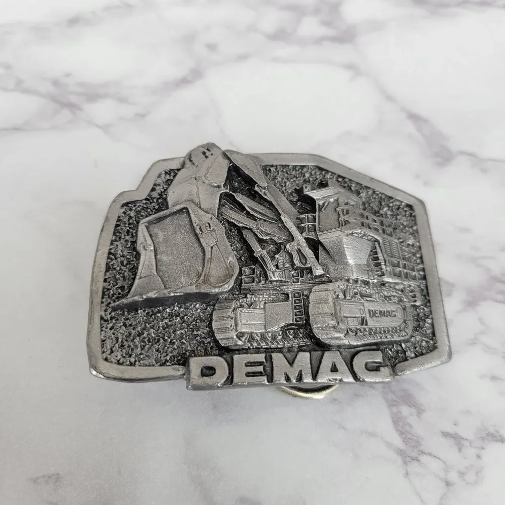 Demag Front Power Shovel Excavator Mining Mine 1980s Vintage Belt Buckle